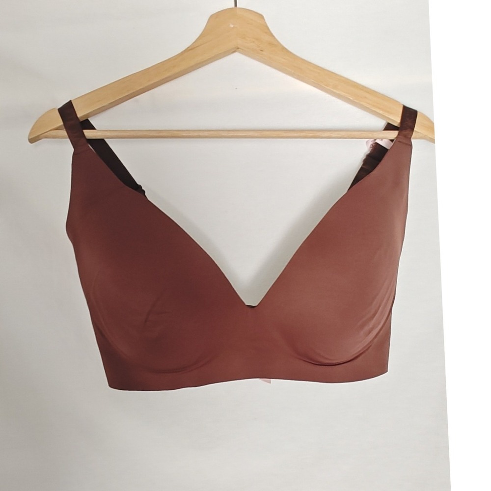 Victoria's Secret Bralette Wireless Bra Push-Up Brown Seamless Logo‎ Strap  M-DD